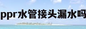 ppr水管接头漏水吗(ppr水管接头漏水怎么修补)