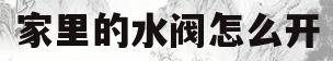 家里的水阀怎么开(家里的水阀门怎么开)