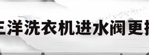 三洋洗衣机进水阀更换(三洋洗衣机进水阀更换视频教程)