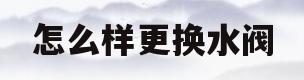 怎么样更换水阀(怎么样更换水阀芯视频)