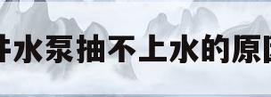 井水泵抽不上水的原因(家用水泵抽不上水解决办法)