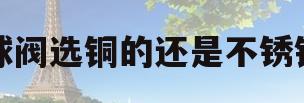 球阀选铜的还是不锈钢(铜球阀和不锈钢球阀哪个贵)