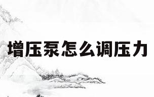 增压泵怎么调压力(自动增压泵怎么调压力)
