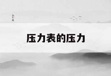 压力表的压力(怎么识别压力表的压力)