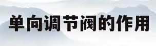 单向调节阀的作用(单向调节阀工作原理)
