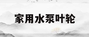 家用水泵叶轮(家用水泵叶轮拆装视频教程)