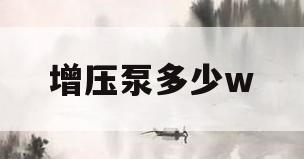 增压泵多少w(增压泵多少瓦能用净化器)