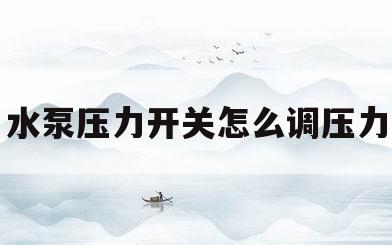 水泵压力开关怎么调压力(水泵压力开关怎么调压力高低视频)